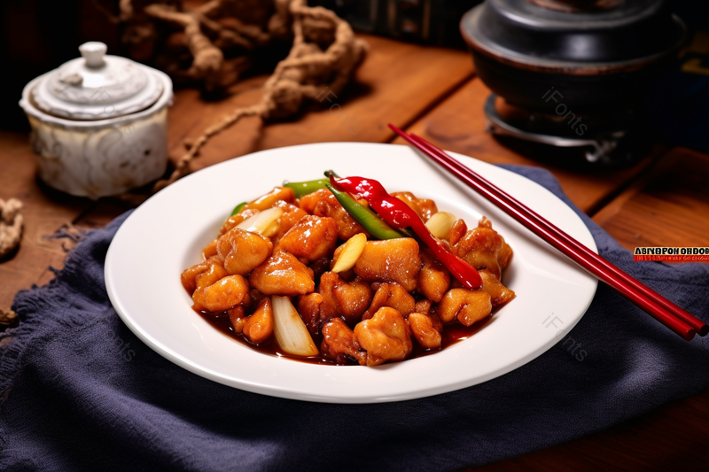 一份美味的糖醋香辣鸡肉块健康美食,高清,摄影图,摄影图片,图片大全,摄影图免费下载